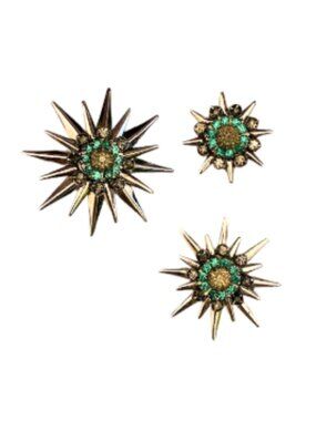 Vintage Mid Century Sterling Silver Sunburst Brooch/Pendant Trio